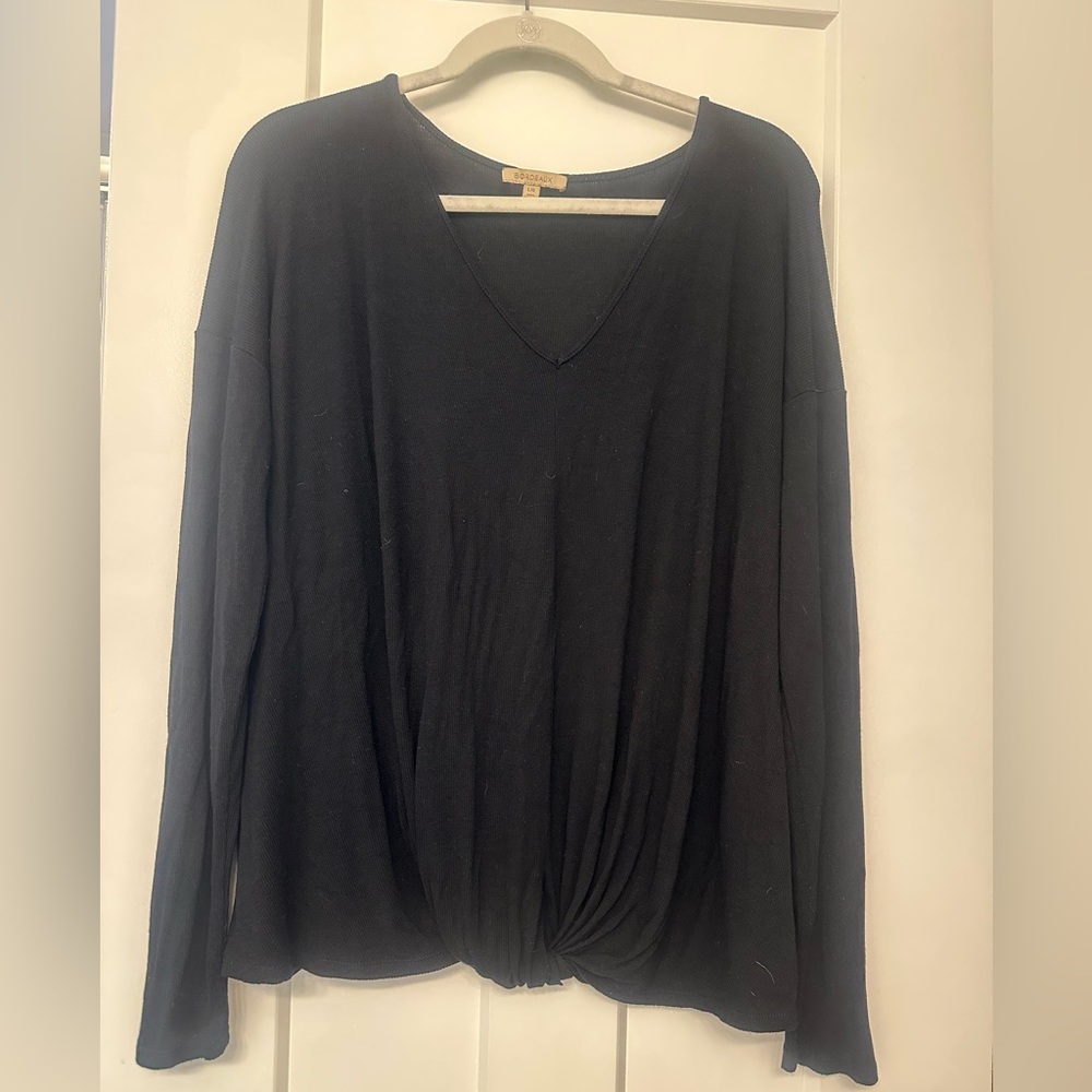 Women's Black V-Neck Top